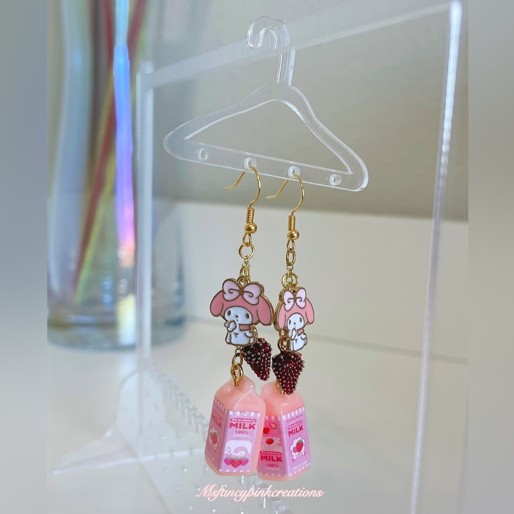 My Melody Handmade Strawberry Milk Earrings